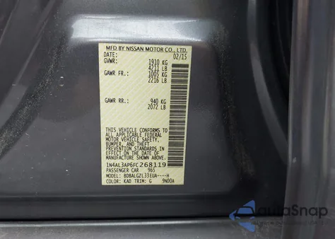 2015 Nissan Altima 2.5 S from USA, damaged, VIN 1N4AL3AP6FC268119